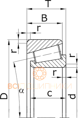 Подшипник 7507 А (32207) GPZ-7 (35х72х24,25 мм.) 1 of 1