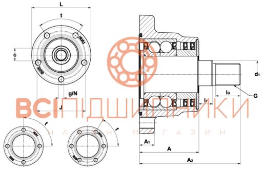 Підшипник маточини HUA14-4M12-S01 SNR (в корпусі) 3 of 3