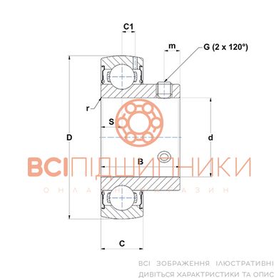 Підшипник US208G2 SNR (40х80х34 мм.) 2 of 2