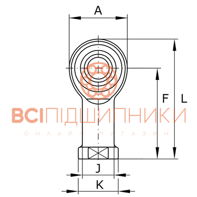 Шарнірна головка SIL08-T/K Welt (8х24х12 мм.), різьба внутрішня ліва M8. 6 of 6