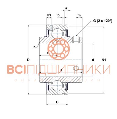 Підшипник CUC206-20 SNR (31,75х62х38,1 мм.) 2 of 2