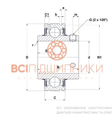 Подшипник CUC207-23 SNR (36,513х72х42,9 мм.) 2 of 2