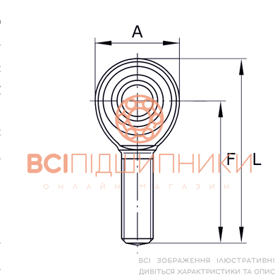 Шарнірна головка SAL18-T/K CX (18х46х23 мм.), різьба зовнішня ліва M18x1,5. 6 of 6