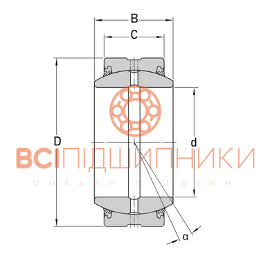 Підшипник GE016 ES2RS CX (16х30х14 мм.) 3 of 4