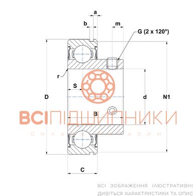 Подшипник CUS205-16 SNR (25,4х52х27 мм.) 2 of 2