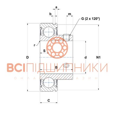 Підшипник CUS205-16 SNR (25,4х52х27 мм.) 2 of 2