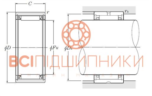 Підшипник NK8/12T2 NTN (8х15х12 мм.) 2 of 3