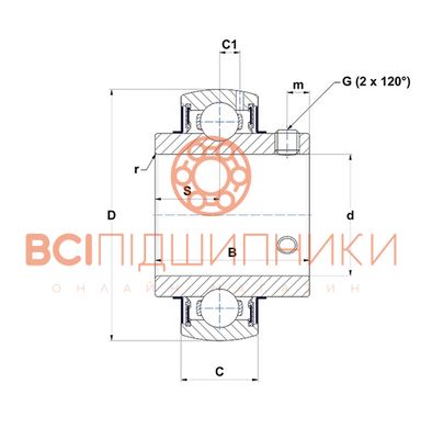 Підшипник UC318G2 SNR (90х190х96 мм.) 2 of 2